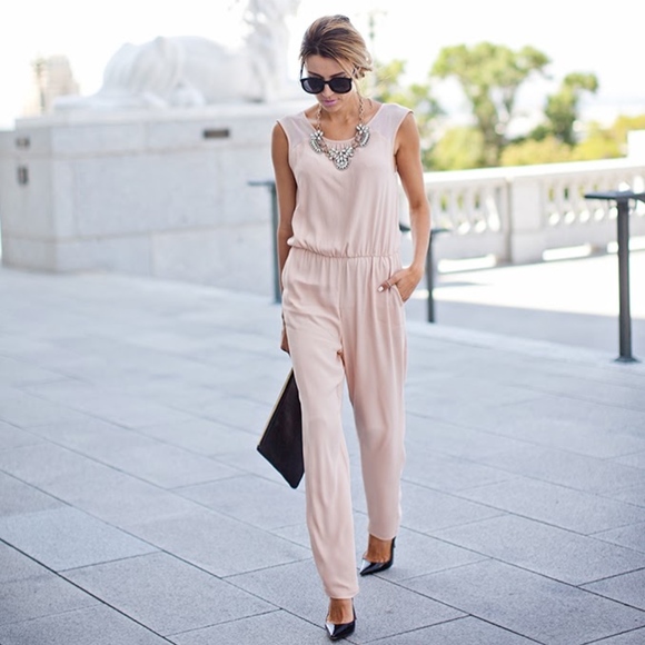 Zara Pants - Zara Blush Sheer Detailing Sleeveless Jumpsuit